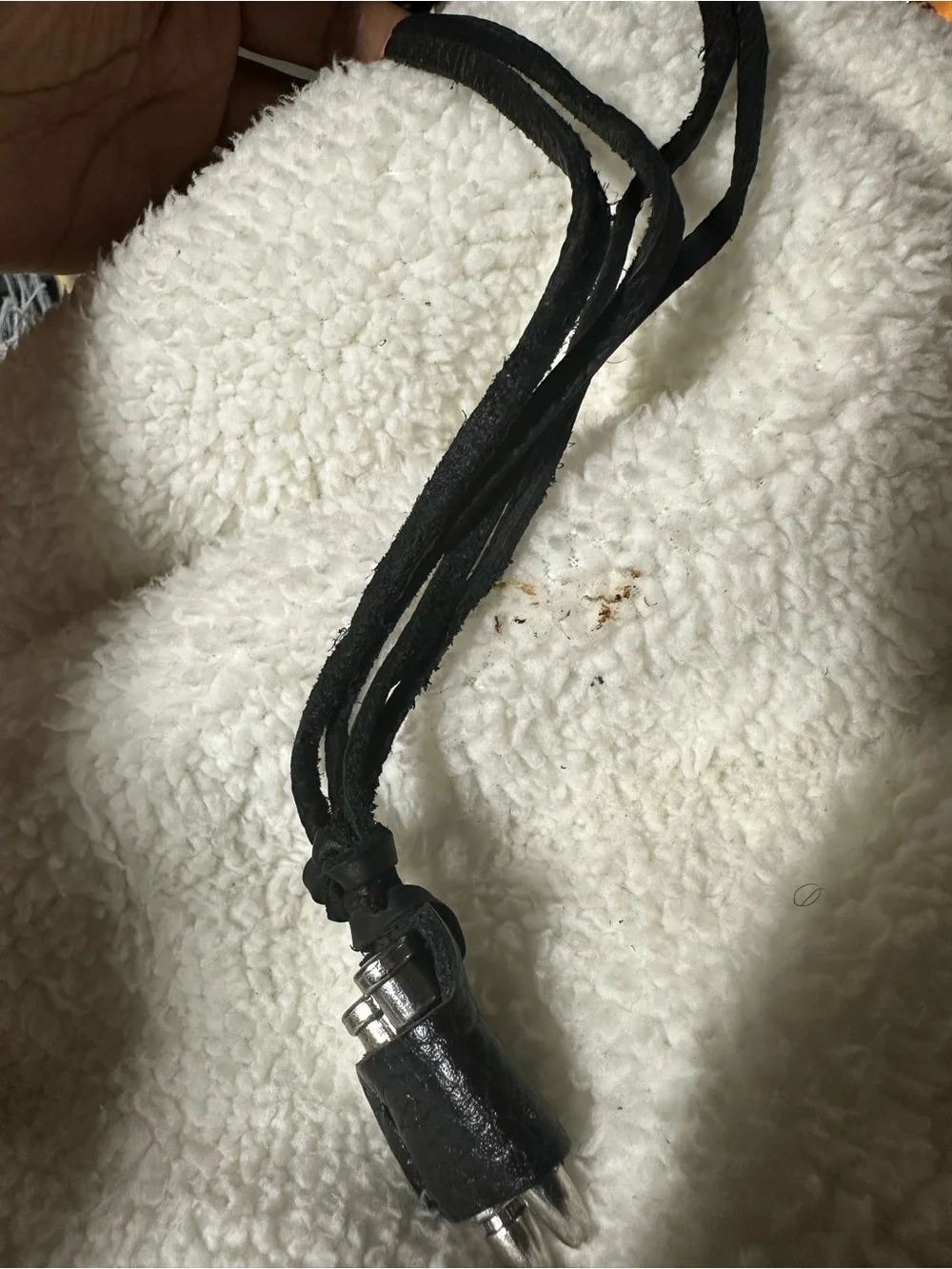 Black Leather Bullet Pendant Necklace for Men